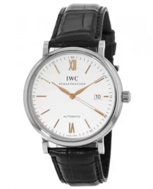 IWC Portofino Automatic Silver Dial Black Leather Strap Mens Watch IW356517 IW356517