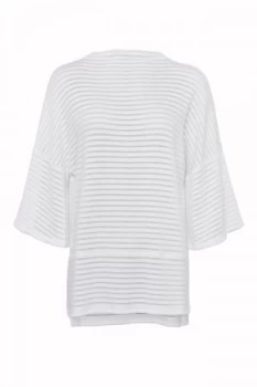 French Connection Beka Sheer Rib Jersey Top White