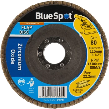 Bluespot - 19695 115mm (4.5') 80 Grit Zirconium Oxide Flap Disc