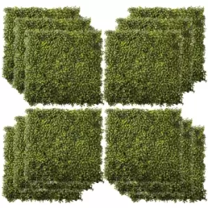 Outsunny 12pc Artificial Boxwood Grass Wall Panels (50cm x 50cm)
