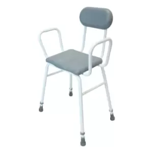 NRS Healthcare PU Moulded Perching Stool (with Arms + Padded Back)