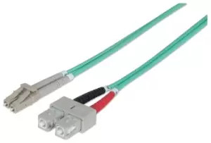 Intellinet Fiber Optic Patch Cable, OM3, LC/SC, 2m, Aqua, Duplex,...