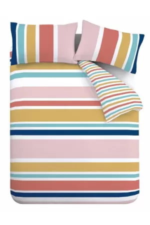 Catherine Lansfield Brighton Bright Stripe Duvet Cover and Pillowcase Set MultiColoured