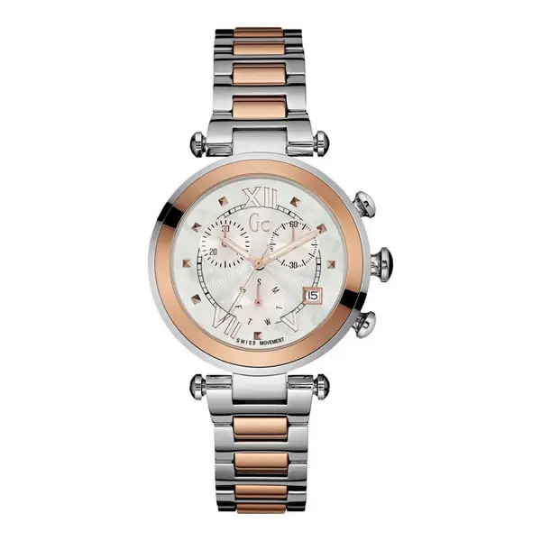 Gc Watches Gc Lady Chic Mid size White and Silver Tone Rose Gold Watch