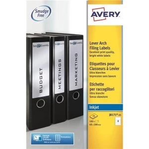 Avery J8171 25 200x60mm Lever Arch Filing Inkjet Labels 100 Labels