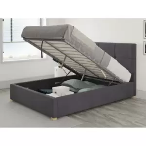 Caine Ottoman Upholstered Bed, Plush Velvet, Steel - Ottoman Bed Size Superking (180x200)