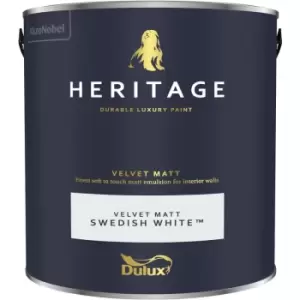 Dulux Heritage Velvet Matt Swedish White Matt Emulsion Paint 2.5L