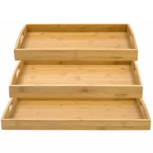 Blackmoor - 62669 Set Of 3 Bamboo Serving Trays / Wipe Clean / Trays Fit Together For Easy Storage / Includes Handles
