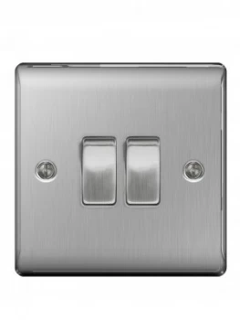 British General Brushed Steel 2G Plate Switch