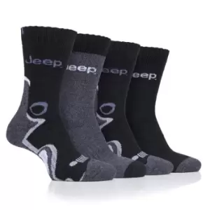 Jeep 4 Pack Performance Boot Socks Mens - Black