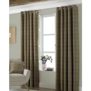 Riva Home Aviemore Checked Pattern Ringtop Curtains (46 x 54" (117 x 137cm)) (Thistle) - Thistle