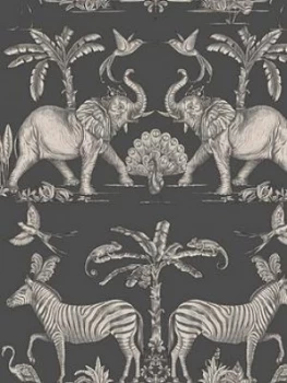 Sublime Colonial Charcoal Pale Gold Wallpaper Paper