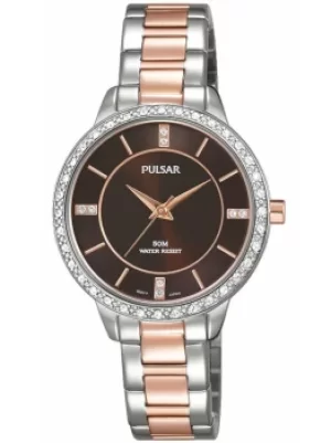 Pulsar Ladies Two Tone Stone Set Bracelet Watch PH8217X1