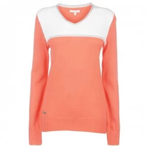 adidas V Neck Golf Sweater Ladies - Easy Coral