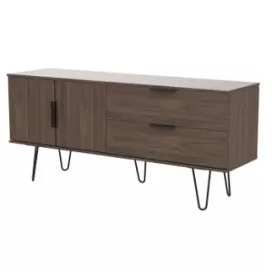 Hirato Ready Assembled Wide Sideboard Carini Walnut With Black Metal Hairpin Legs