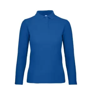 B&C ID.001 Womens/Ladies Long Sleeve Polo (M) (Royal Blue)