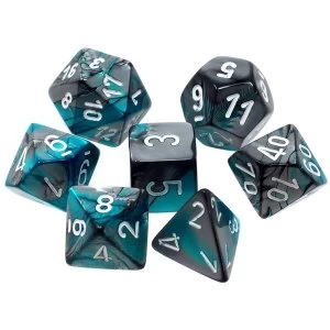 Chessex Gemini Poly 7 Dice Set: Steel-Teal/White