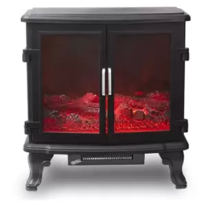Warmlite WL46039 Electric Panoramic Log Fire Stove with 3 Side View Windows, 1.3KW in Grey