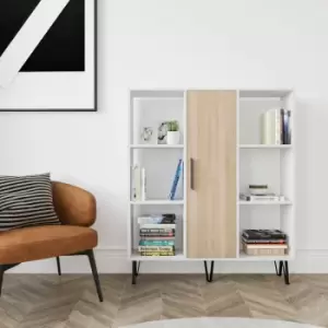 Decorotika - Peoria Multipurpose Standard Bookcase Bookshelf Shelving Unit Display Unit With Cabinet - White / Oak - White / Oak