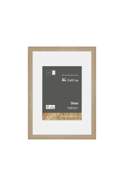 Nielsen Skava A4 Wooden Picture Frame With 15 x 20cm Mount & Glass Front Light Oak
