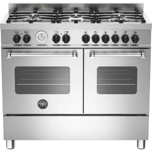 Bertazzoni MAS100-6-MFE-D-XE Master Series 100cm Double Oven Dual Fuel Range Cooker - Stainless Steel