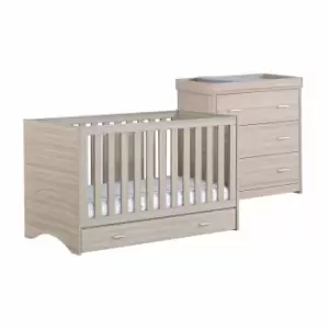 Babymore Veni Oak Room Set 2 Pieces With Drawer - Cot Bed Chest
