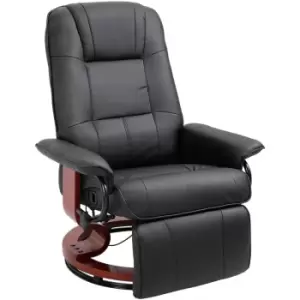 HOMCOM Ergonomic Office Recliner Sofa Chair PU Leather Armchair Lounger Black - Black
