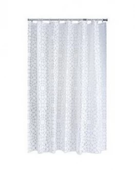 Aqualona White Flora Shower Curtain