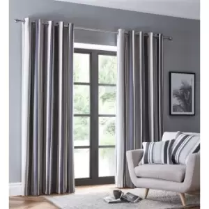 Portfolio Avenue Eyelet Curtains Ring Top Charcoal 66x90 Lined Curtains - Grey