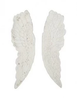 Pacific Lifestyle Antique White Polyresin Angel Wings Wall Art