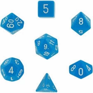 Chessex Opaque Poly 7 Dice Set: Light Blue/White