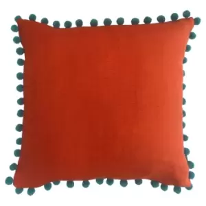 Mardi Gras Pom-Pom Cushion Orange / 50 x 50cm / Feather Filled