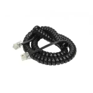 Cables Direct 3m Coiled Telephone Handset Cord, Black