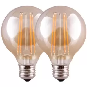 Harper Living 8 Watts G95 E27 LED Bulb Amber Globe Warm White Dimmable, Pack of 2
