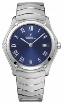 EBEL Mens Sport Classic Stainless Steel Bracelet Blue Watch
