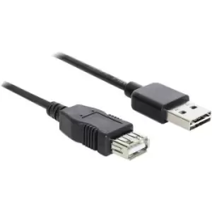 Delock USB cable USB 2.0 USB-A plug, USB-A socket 5m Black Duplex use connector, gold plated connectors, UL-approved 83373