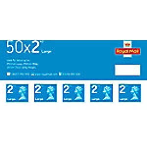 Royal Mail 2nd Class Large Letter Postage Stamps 50 Pieces