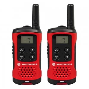 Motorola Talker T40 2 Way Walkie Talkie Radio - Black/Red Pack of 2