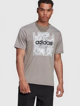 adidas Camo Box T-Shirt - Grey, Size L, Men
