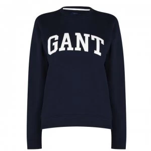 Gant Arch Logo Crewneck Sweatshirt - 433 EVENING BLU