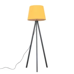 Barbro Grey Tripod Floor Lamp With XL Mustard Shade