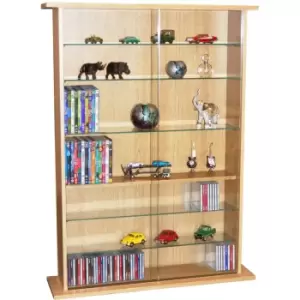 Boston - Glass Collectable Display Cabinet / 600 cd / 255 dvd Storage Shelves - Beech - Beech