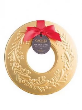 Cachet Christmas Wreath Tin Of Assorted Belgian Chocolates 260G