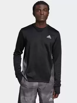 adidas Own The Run Colorblock Sweatshirt, Black Size XS Men