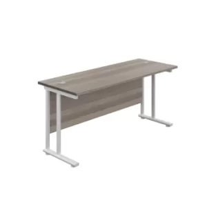 1800 X 600 Twin Upright Rectangular Desk Grey Oak-White