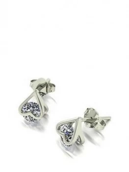 Moissanite 9Ct White Gold 1.20Ct Total Heart Earrings
