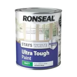 Ronseal Pure Brilliant White Matt Metal & Wood Paint, 0.75L