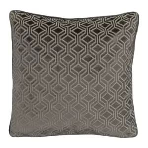 Avenue Velvet Jacquard Cushion Grey