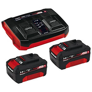 Einhell 2x 3.0Ah PXC Battery Starter Set with Charger & x2 Batteries