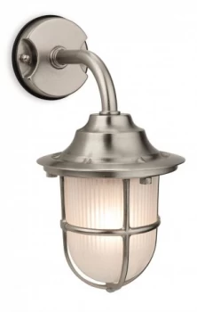 1 Light Outdoor Wall Light Nickel, Frosted Glass IP64, E27